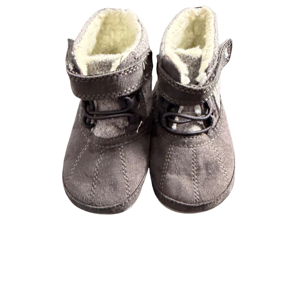 Surprize by Stride Rite Baby Boys Dean Gray Faux Shearling Boots 6-12 Months